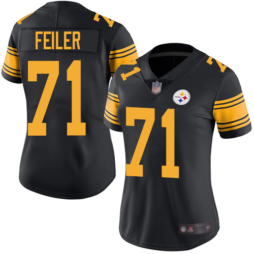 Women Pittsburgh Steelers Football #71 Limited Black Matt Feiler Rush Vapor Untouchable Nike NFL Jersey->women nfl jersey->Women Jersey